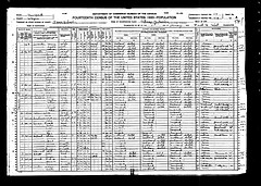 Sodus, Wayne county, New York 1920 census record met vermelding van gezin Jacob Jan van Staan.