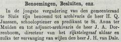 H.Q. Janssen wordt benoemd tot archivaris van Sluis.